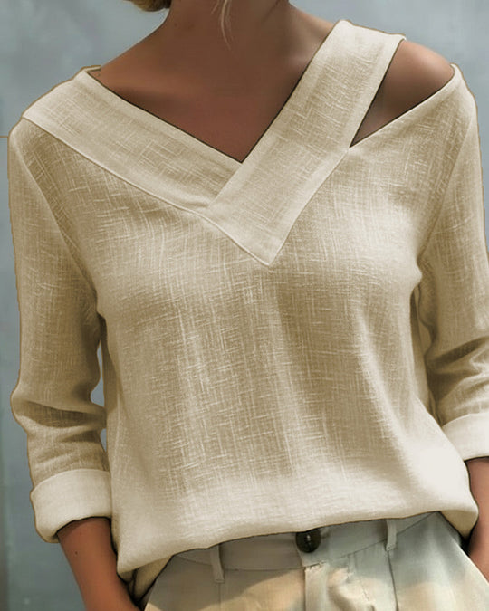 Elegante Damenbluse mit langem Arm und überkreuztem Ausschnitt