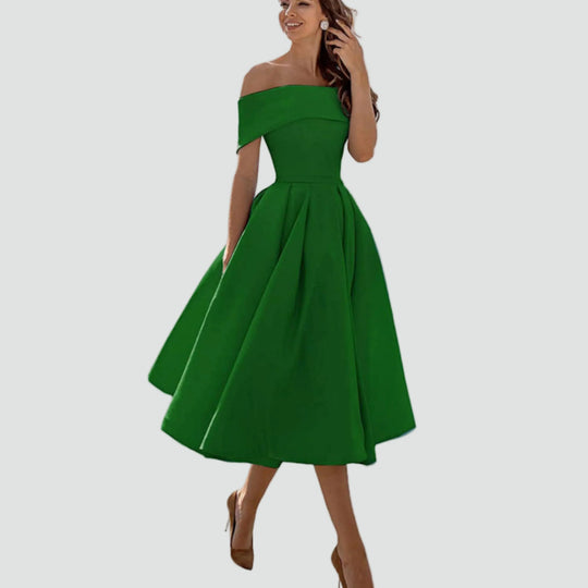 Women's Regal Off-Shoulder Occasion Midi Dress