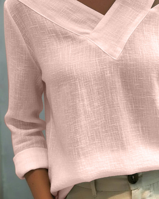 Elegante Damenbluse mit langem Arm und überkreuztem Ausschnitt