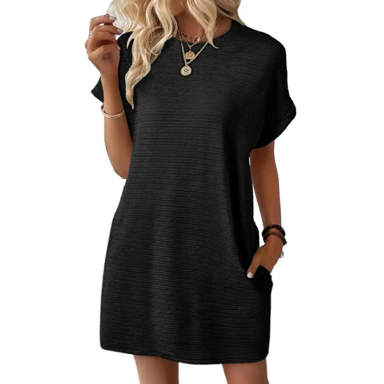 Women's Textured Casual Pocket Mini Dress