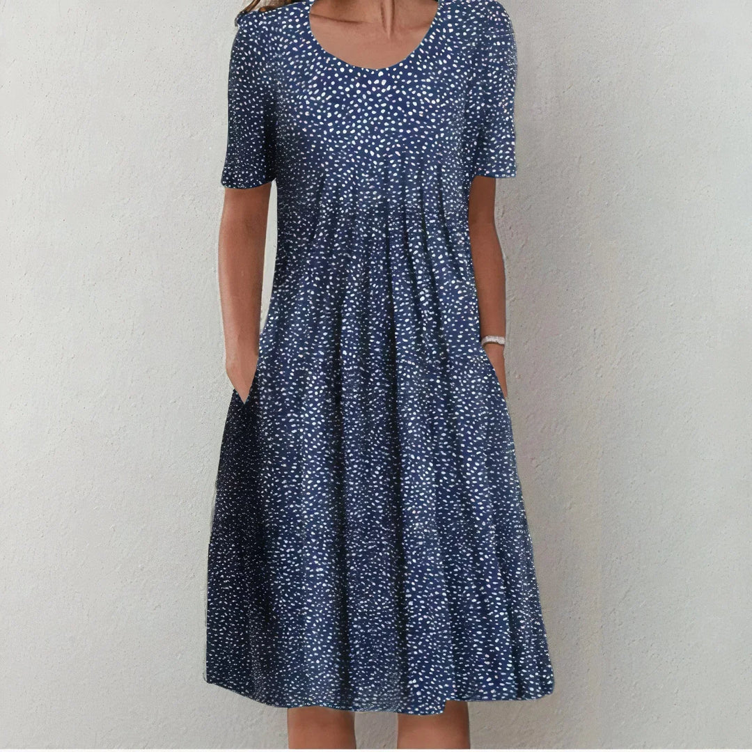 Women's Printed Short Sleeve Pocket Midi Dress