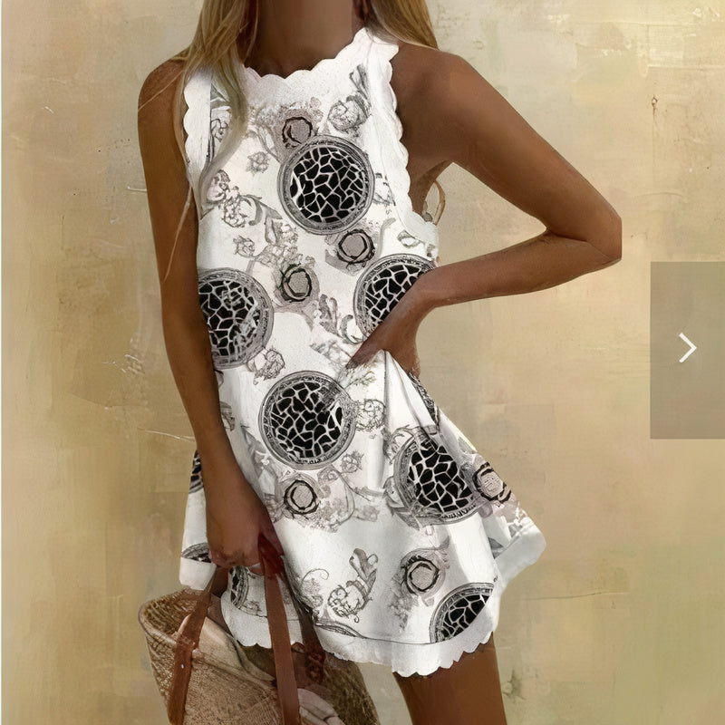 Women's Scalloped Edge Sleeveless Swing Mini Dress