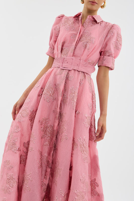 Damen floral gemustertes Maxikleid mit Gürtel