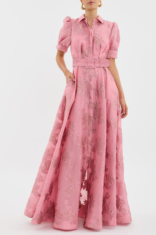 Damen floral gemustertes Maxikleid mit Gürtel