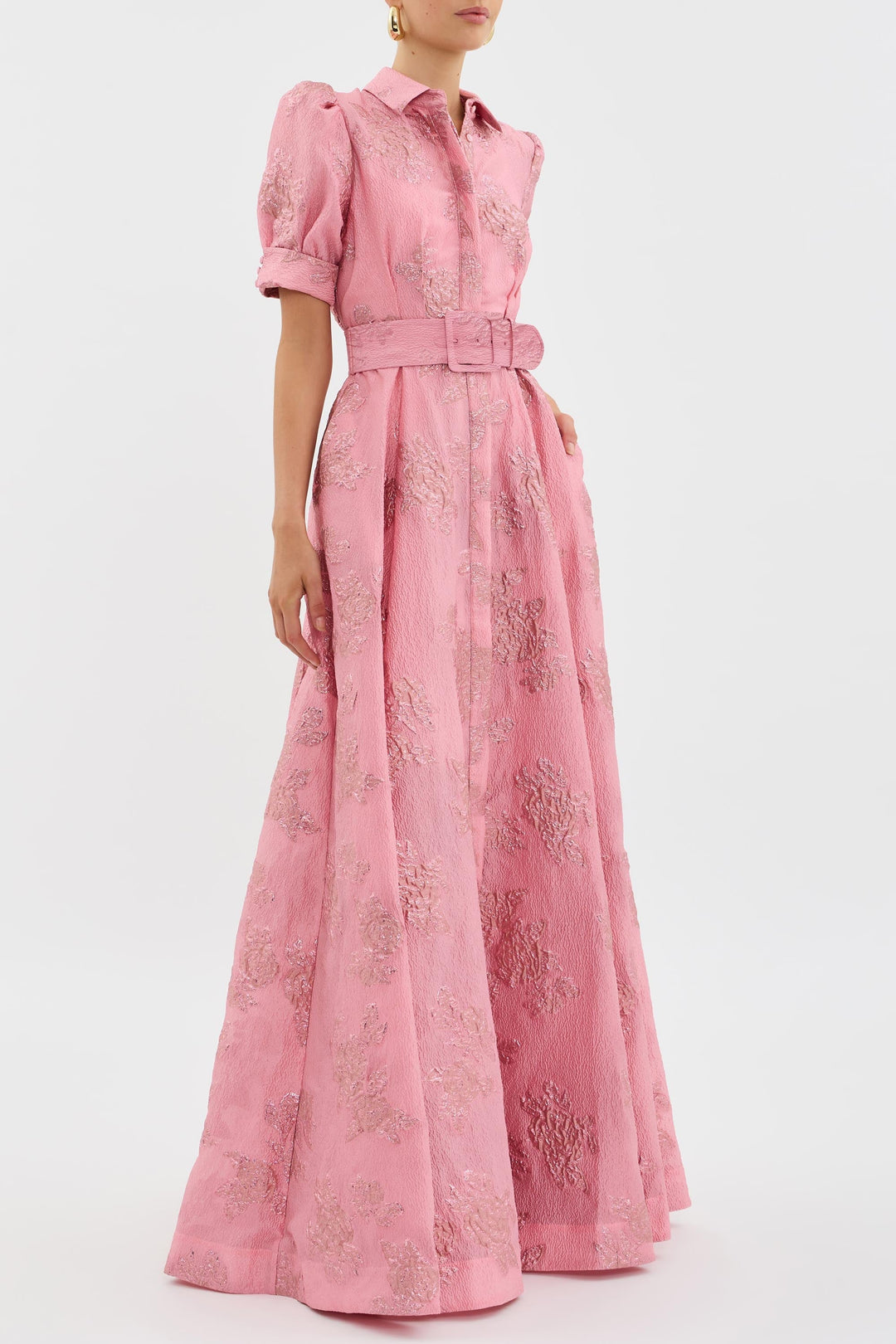 Damen floral gemustertes Maxikleid mit Gürtel