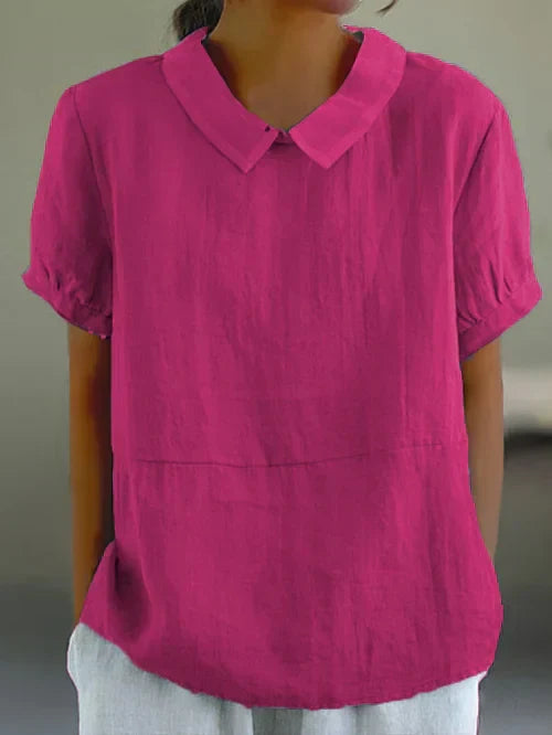 Women's Peter Pan Collar Short Sleeve Casual Blouse