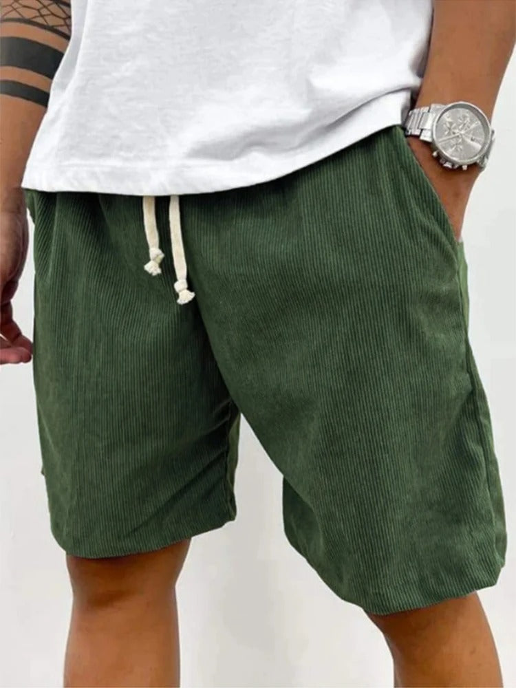 Men's Corduroy Drawstring Casual Shorts