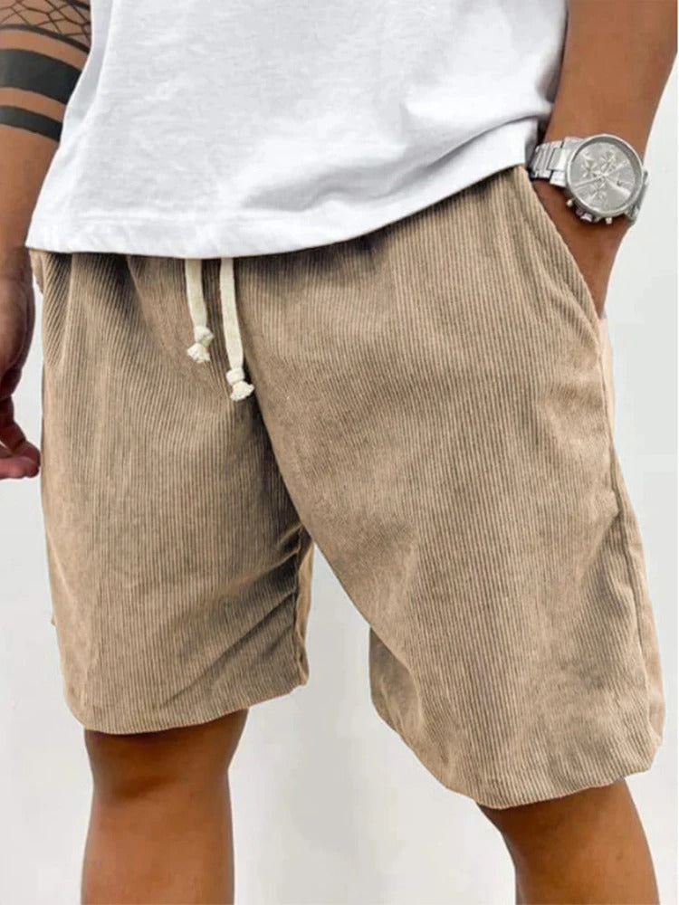 Men's Corduroy Drawstring Casual Shorts