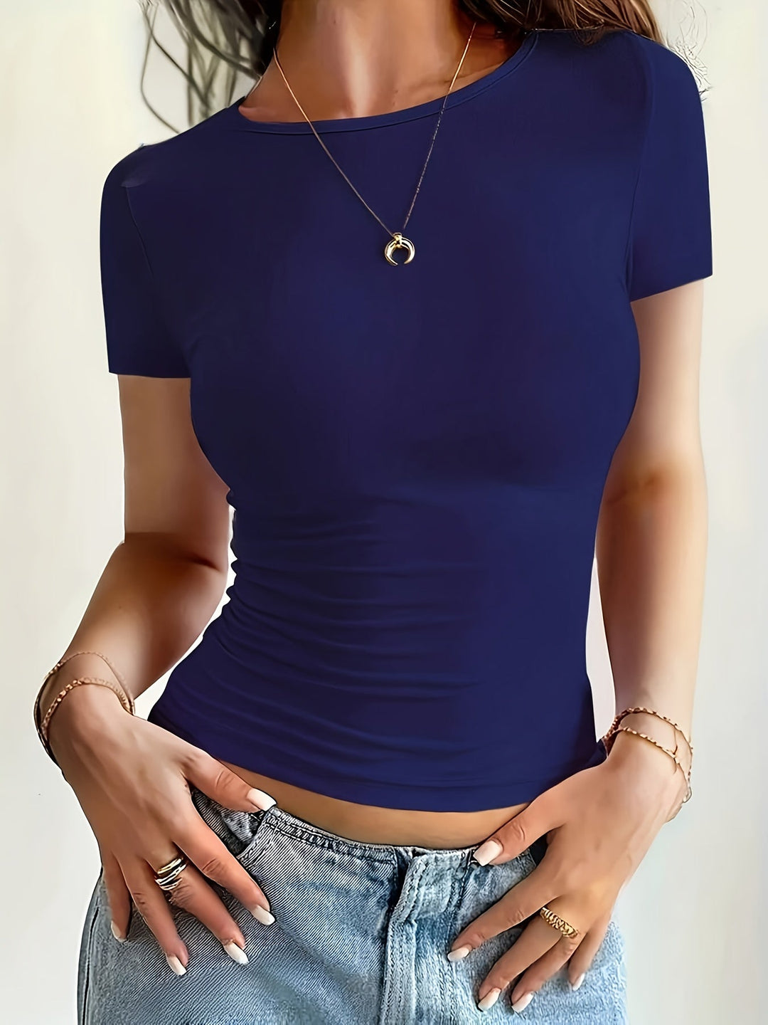Women's Slim-Fit Ruched Short Sleeve Top