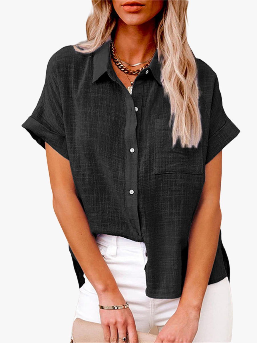 Women's Relaxed Button Front Collared Blouse