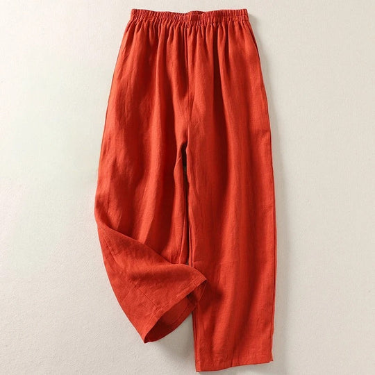 Women's Linen Blend Relaxed Fit Tapered Trousers