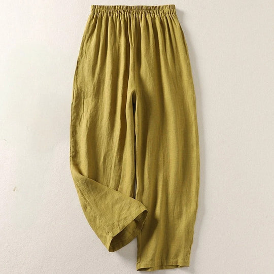 Women's Linen Blend Relaxed Fit Tapered Trousers