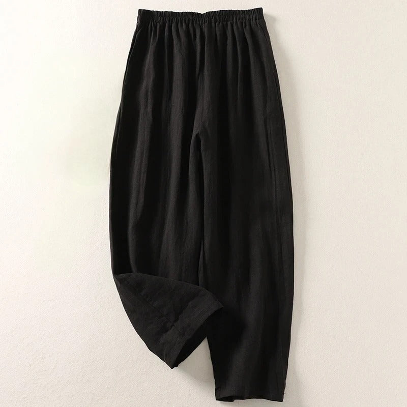 Women's Linen Blend Relaxed Fit Tapered Trousers