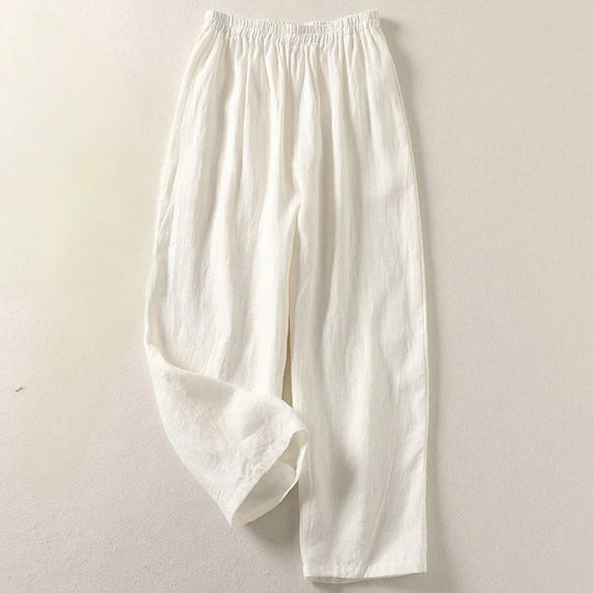 Women's Linen Blend Relaxed Fit Tapered Trousers