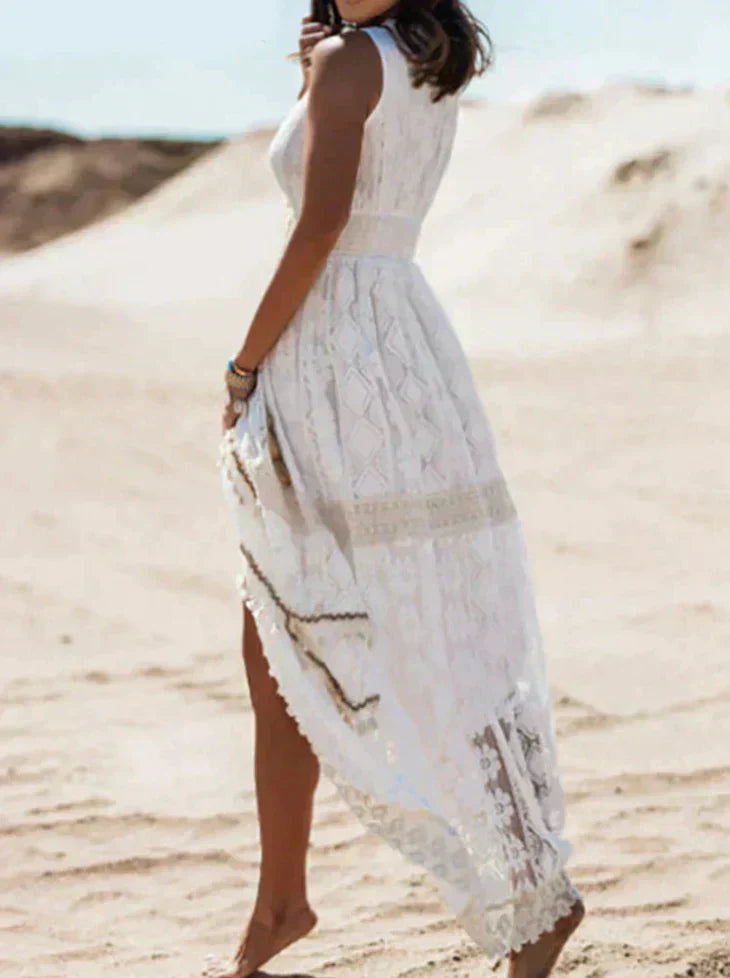 Women's Bohemian Lace Tiered Maxi Dress