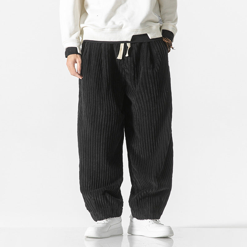 Men's Corduroy Drawstring Jogger Trousers