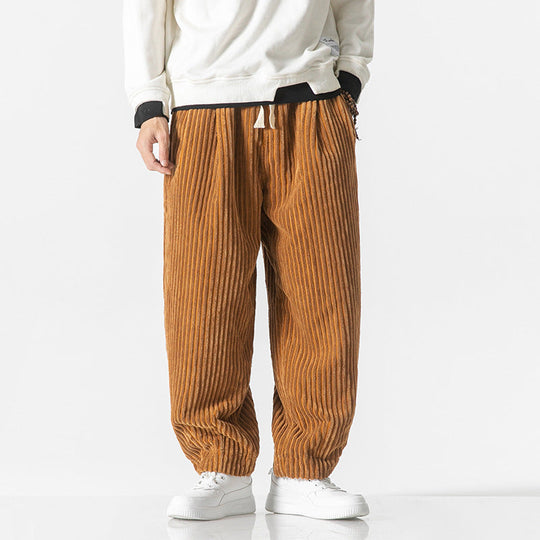 Men's Corduroy Drawstring Jogger Trousers