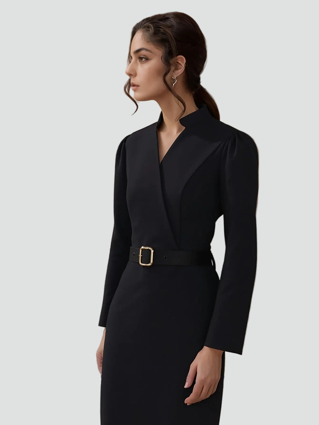 Women's Tailored Belted Midi Dress