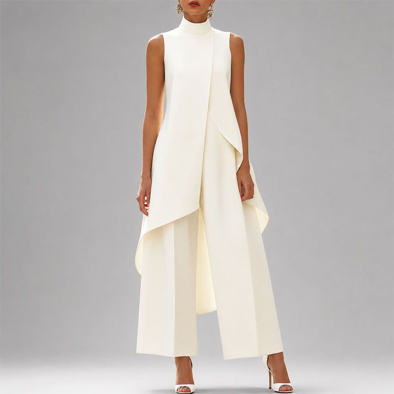 Women's Sleeveless Asymmetrical Overlay Two-Piece Set