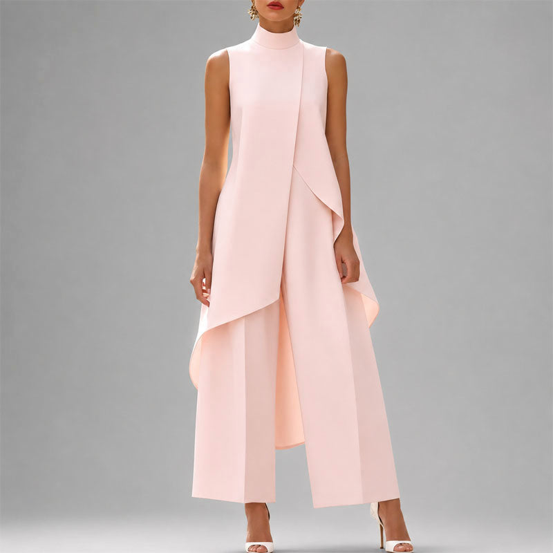 Women's Sleeveless Asymmetrical Overlay Two-Piece Set