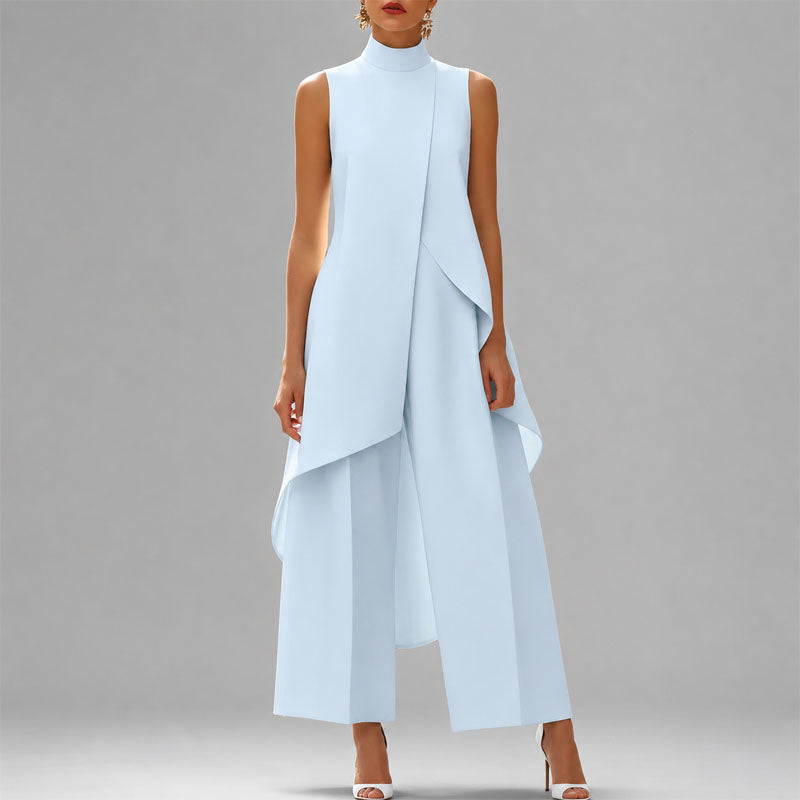 Women's Sleeveless Asymmetrical Overlay Two-Piece Set