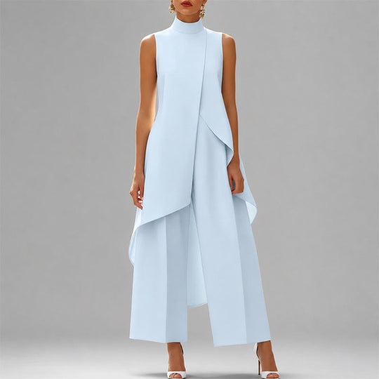Women's Sleeveless Asymmetrical Overlay Two-Piece Set