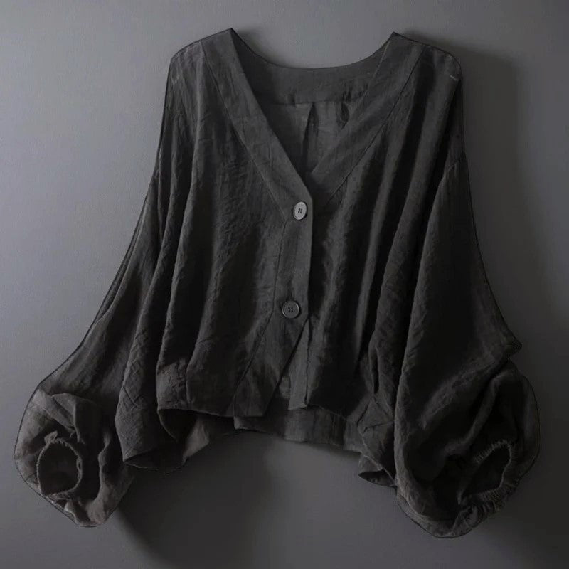 Women's Lightweight V-Neck Cropped Button Cardigan