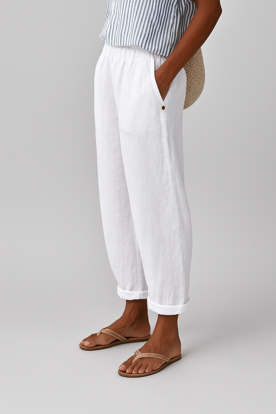 Women's Relaxed Linen Blend Tapered Ankle Pants