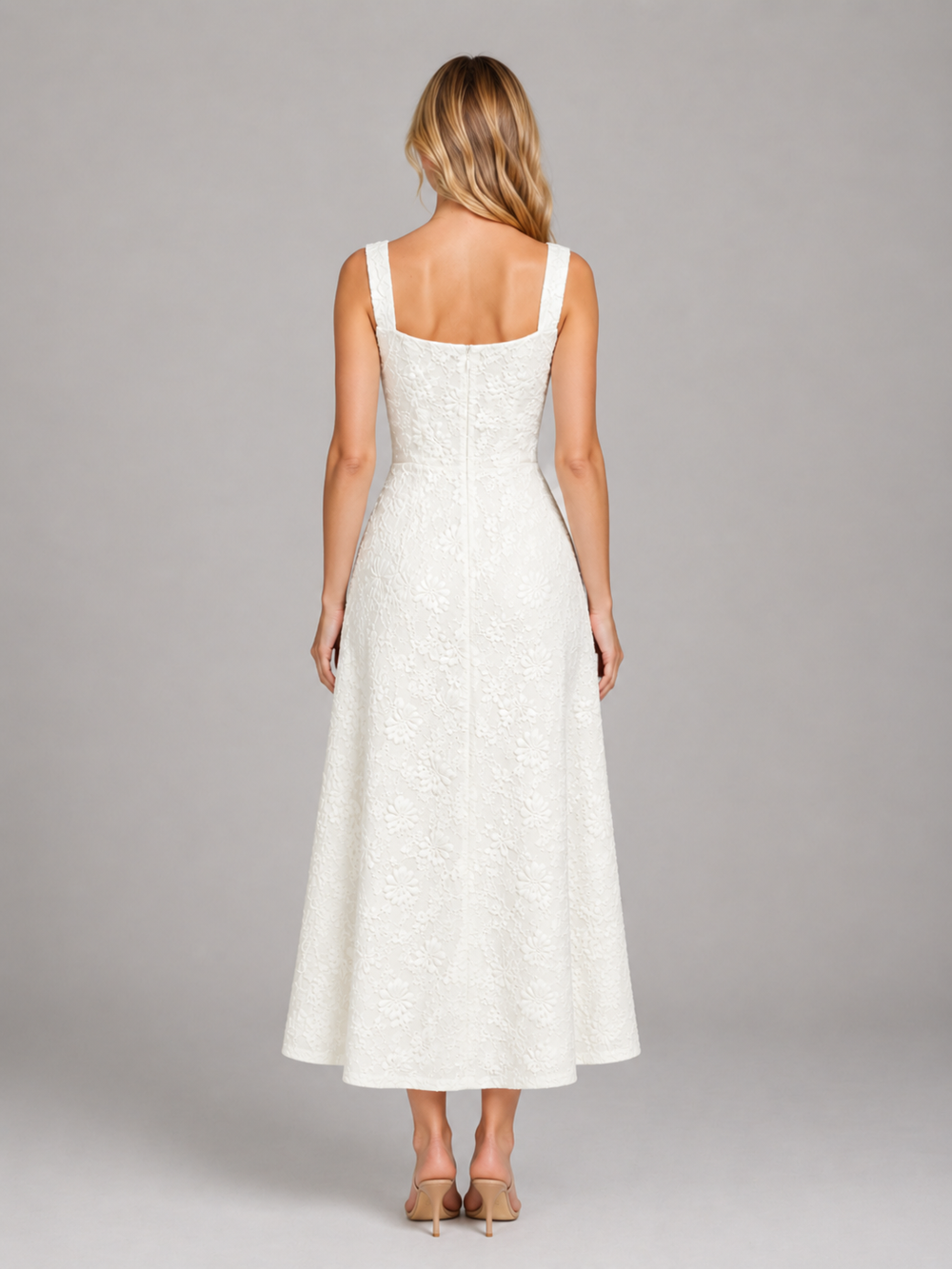 Women's Floral Jacquard Midi Dress – Wedding Guest Occasion