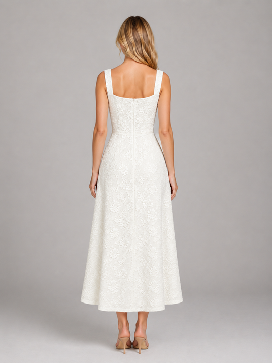 Women's Floral Jacquard Midi Dress – Wedding Guest Occasion