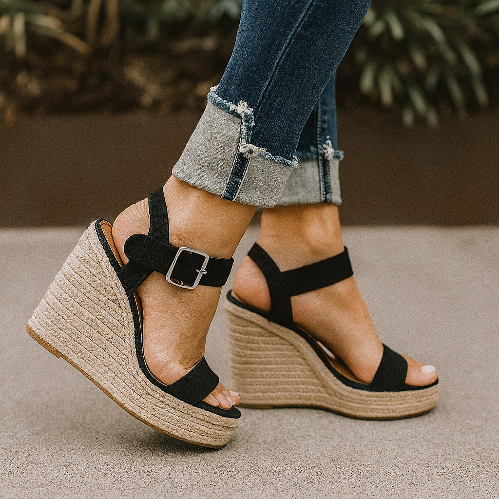 Women's Espadrille Buckle Strap Wedge Sandals
