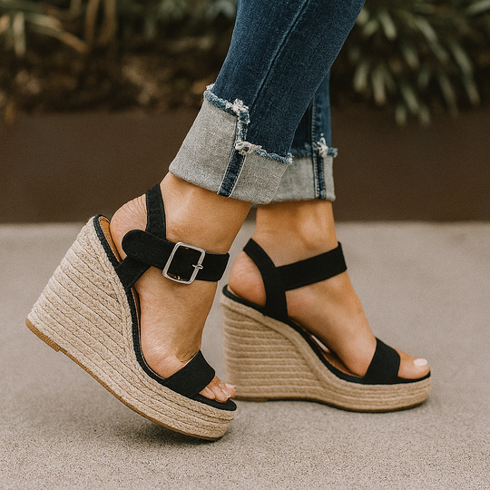 Women's Espadrille Buckle Strap Wedge Sandals