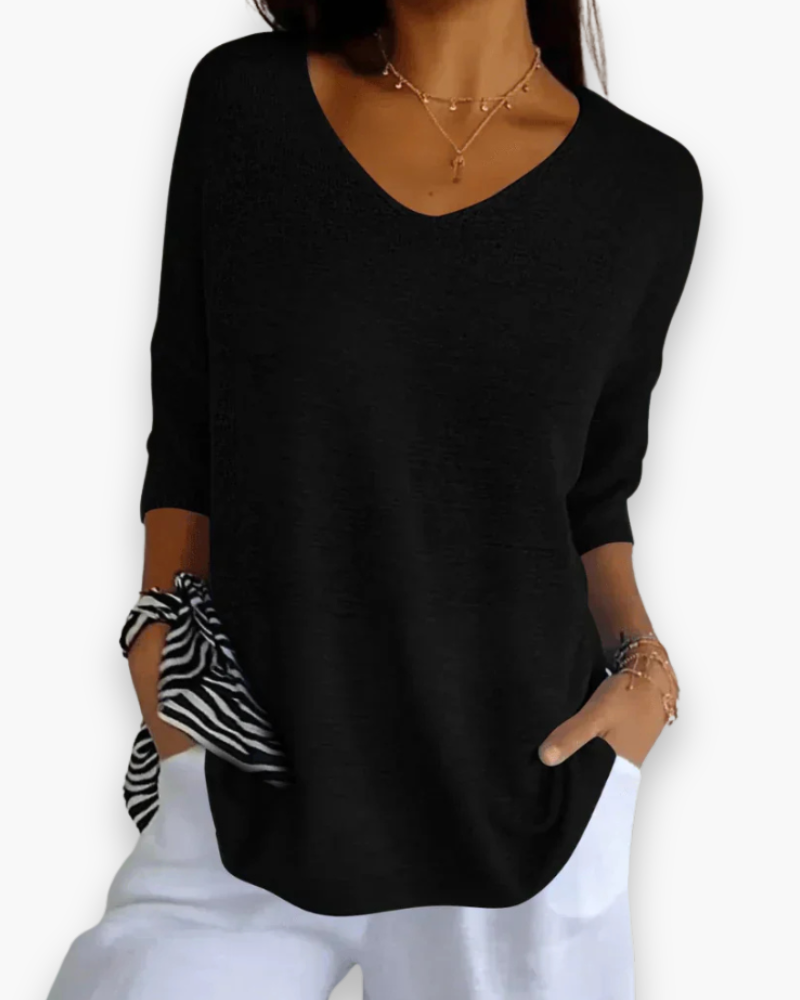 Women's Soft Drape V-Neck Knit Style Top