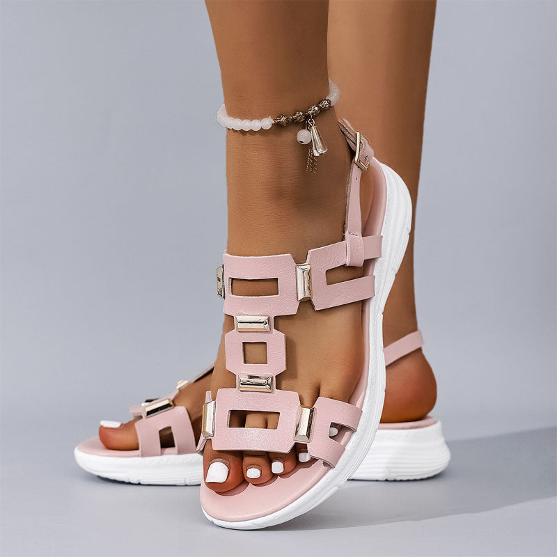 Women's Geometric Buckle Comfort Slingback Sandals