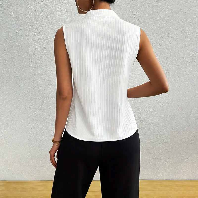 Women's Sleeveless Striped V-Neck Blouse