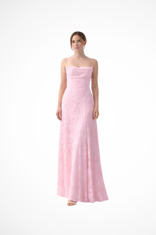Women's Elegant Lace Overlay Maxi Evening Dress