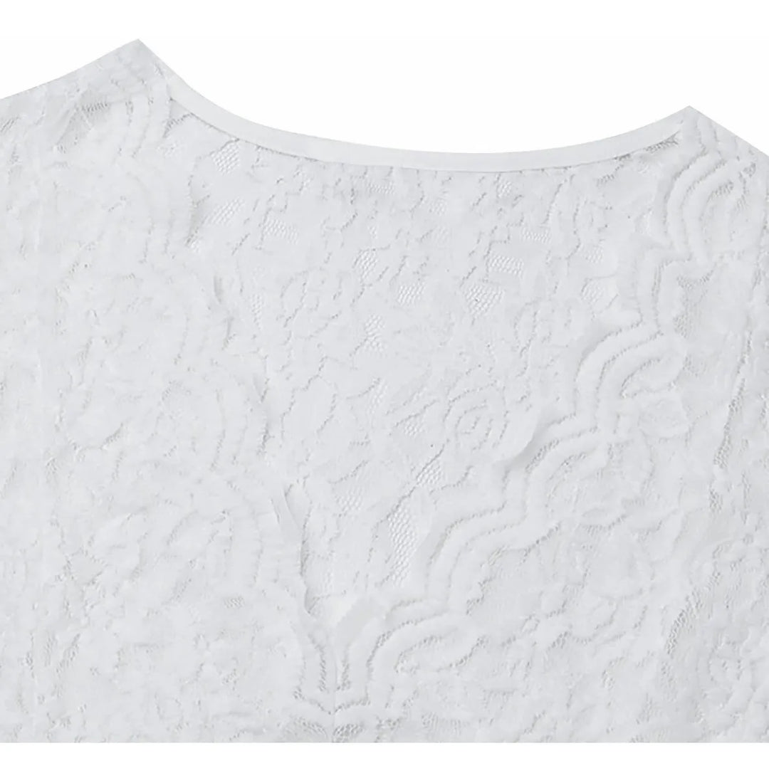 Women's Floral Lace V-Neck Bodysuit Blouse