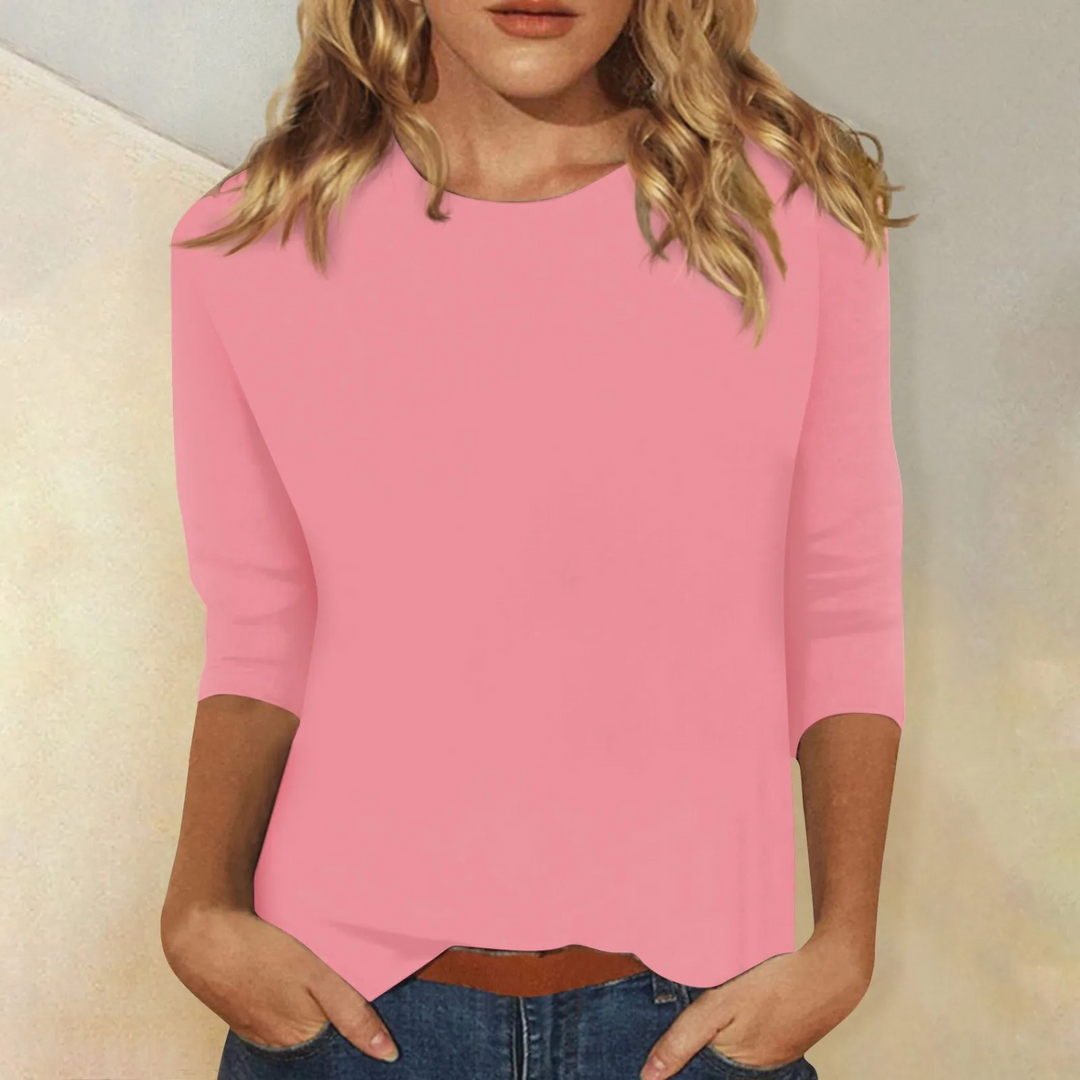 Women's Classic Round Neck Three-Quarter Sleeve Blouse