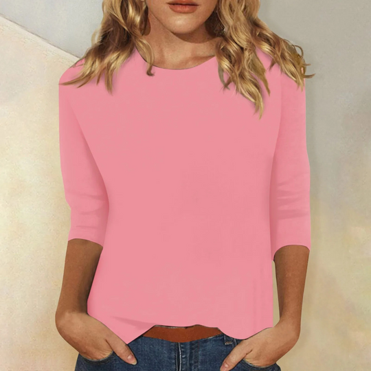 Women's Classic Round Neck Three-Quarter Sleeve Blouse