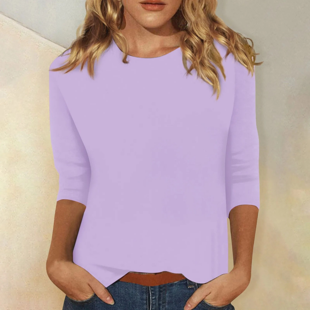 Women's Classic Round Neck Three-Quarter Sleeve Blouse