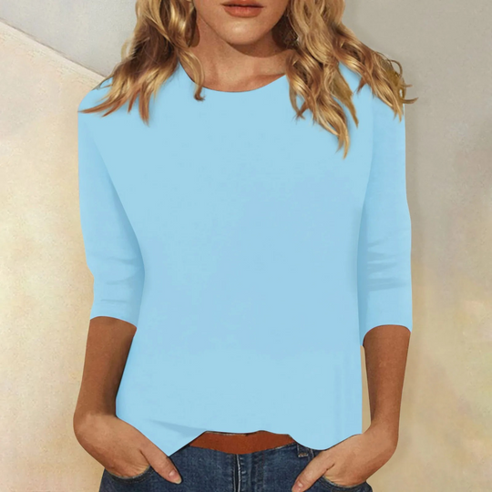Women's Classic Round Neck Three-Quarter Sleeve Blouse