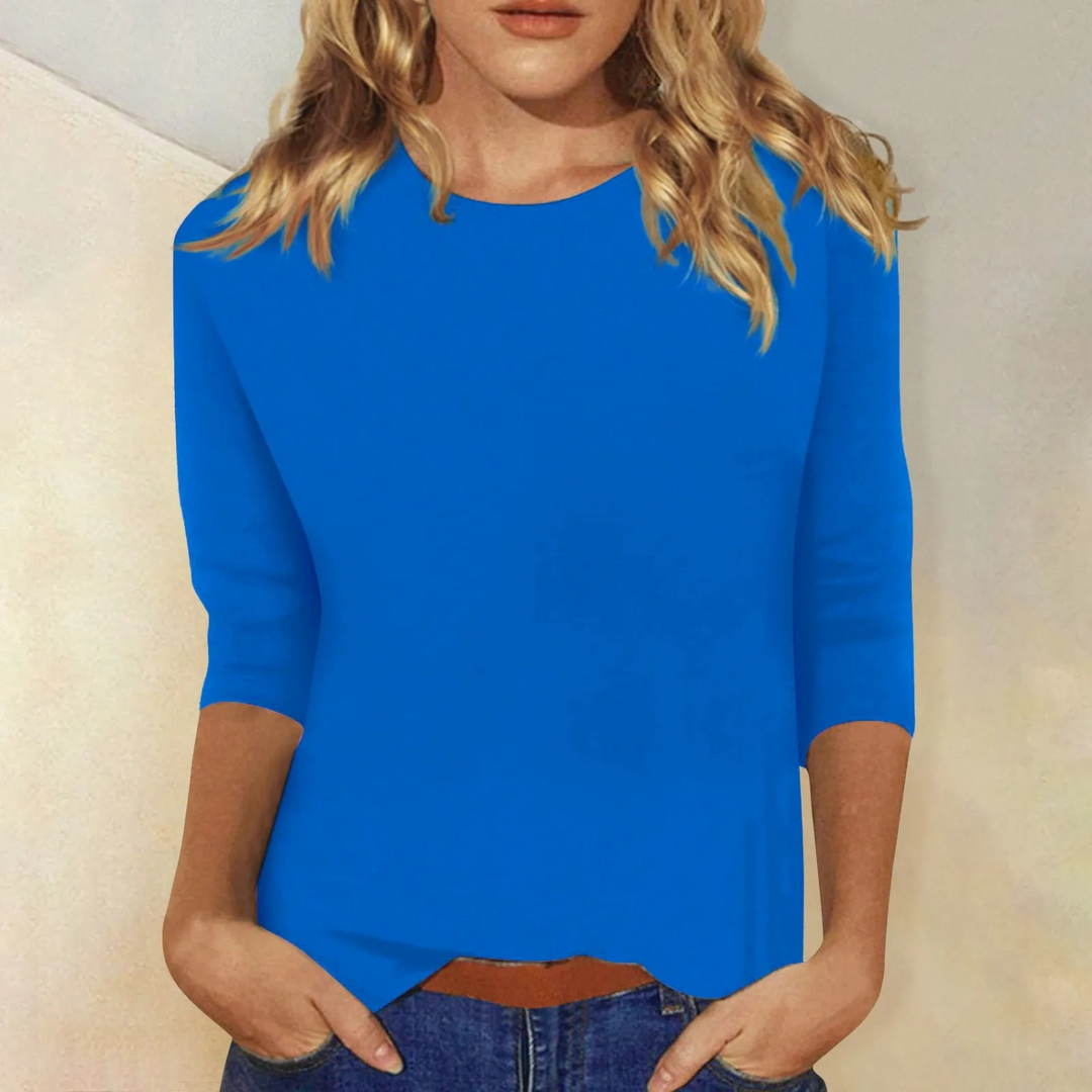Women's Classic Round Neck Three-Quarter Sleeve Blouse