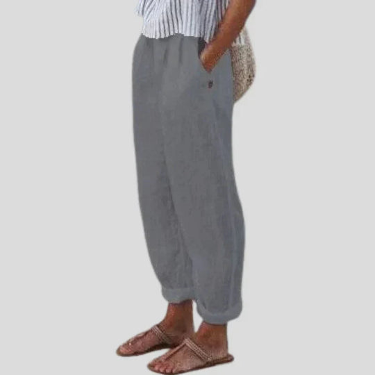Women's Linen Blend Relaxed Fit Cropped Trousers
