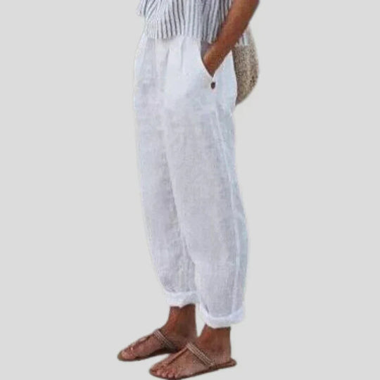 Women's Linen Blend Relaxed Fit Cropped Trousers