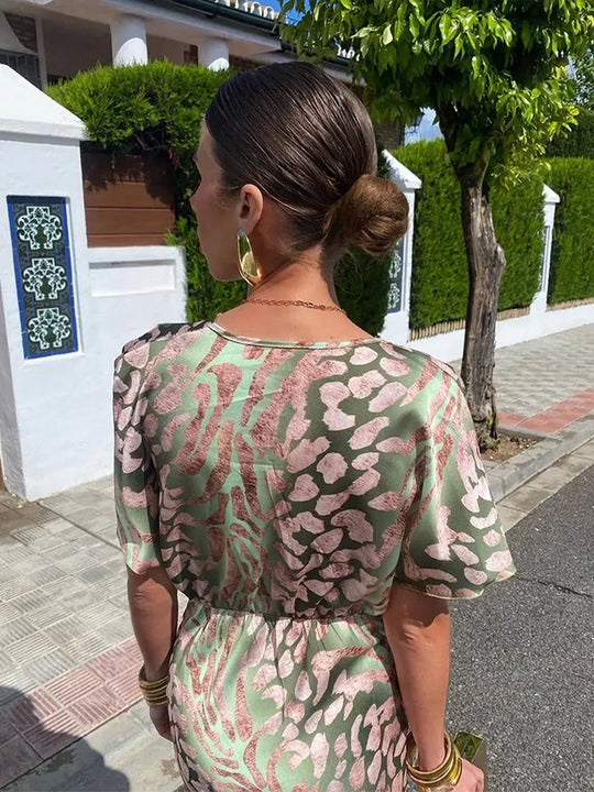 Women's Printed Twist Front Maxi Dress