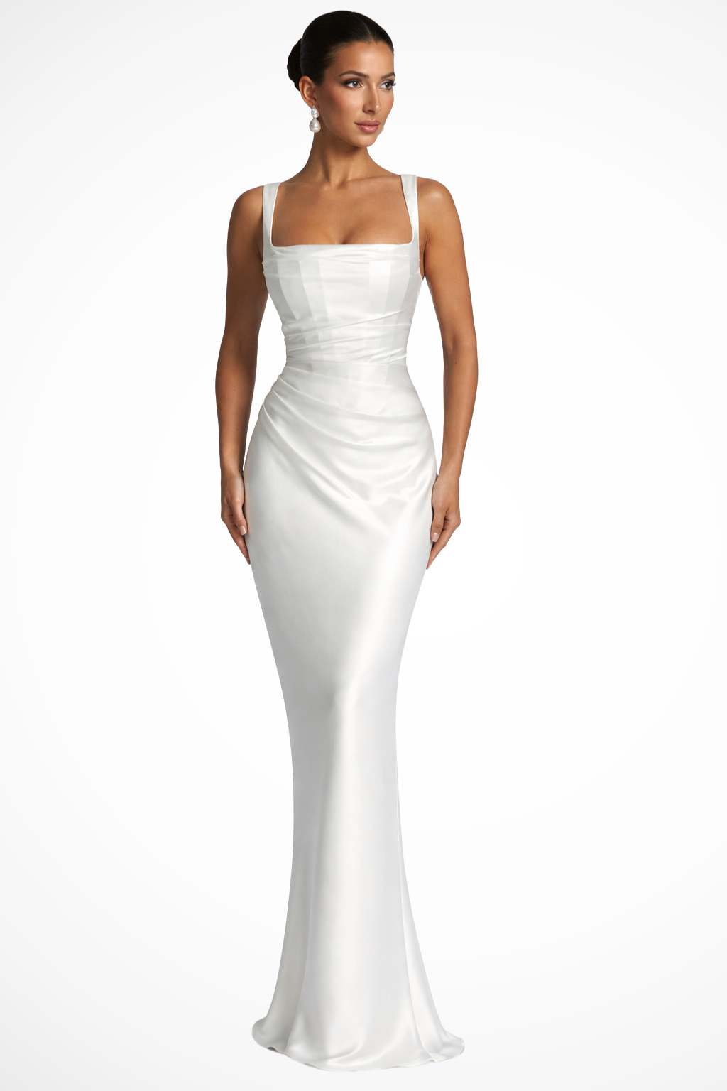 Damen Abendkleid mit quadratischem Ausschnitt und transparentem Schal