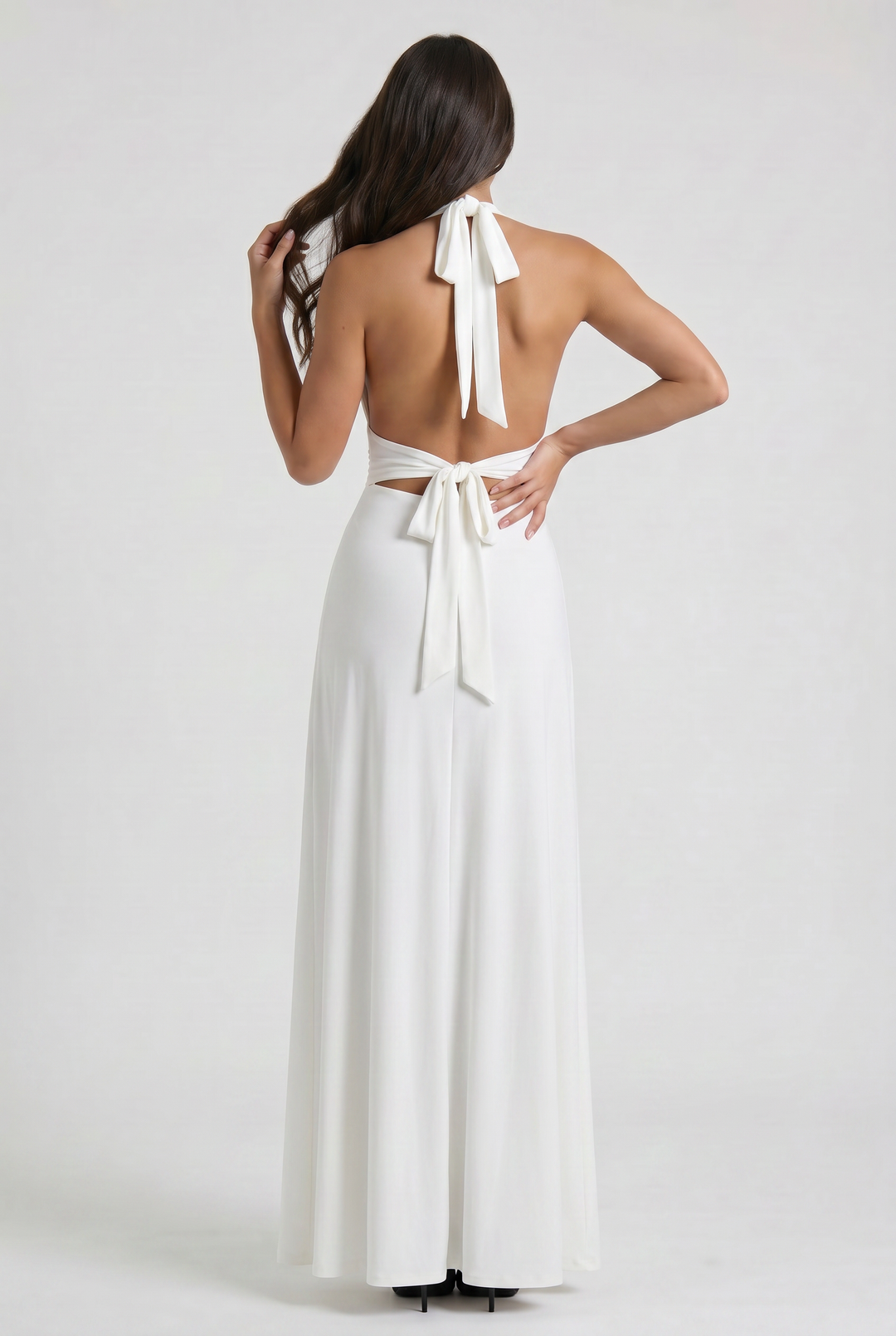 Women's Halter Neck Maxi Dress with High Slit for Evening Occasions