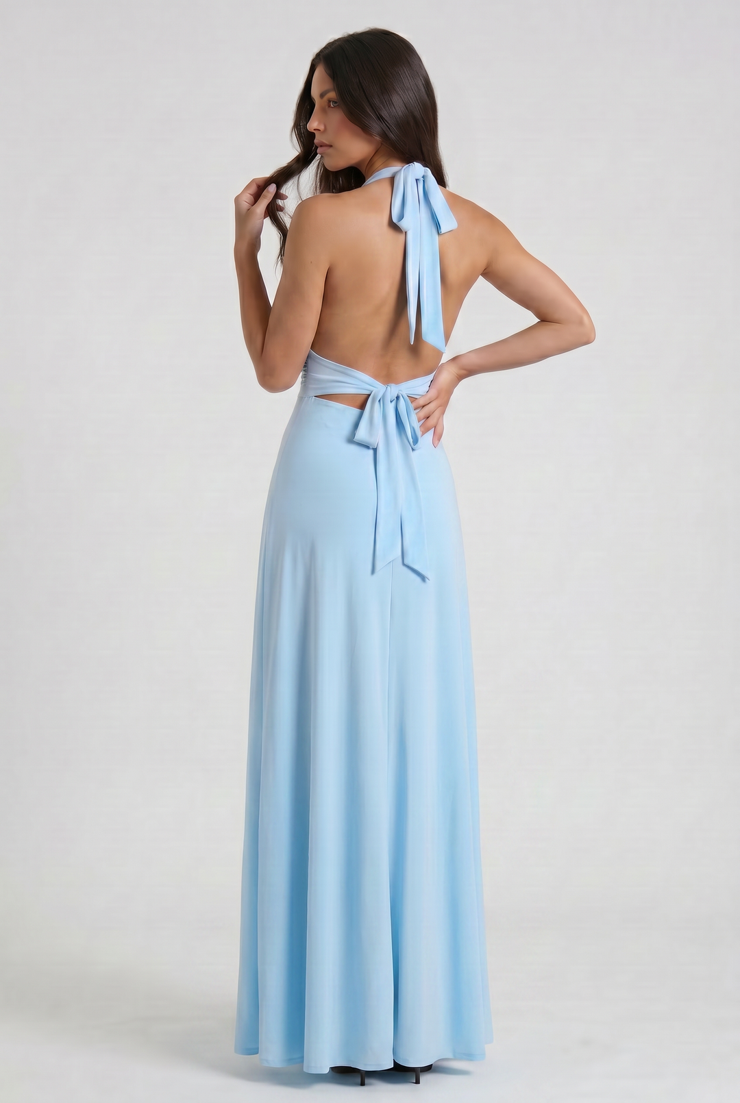 Women's Halter Neck Maxi Dress with High Slit for Evening Occasions
