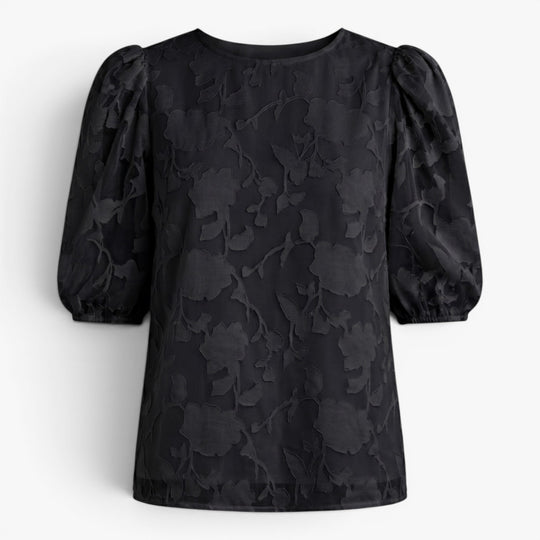Damen Bloom Textur Puffärmel Bluse