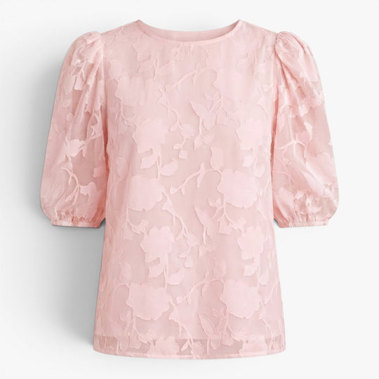 Damen Bloom Textur Puffärmel Bluse